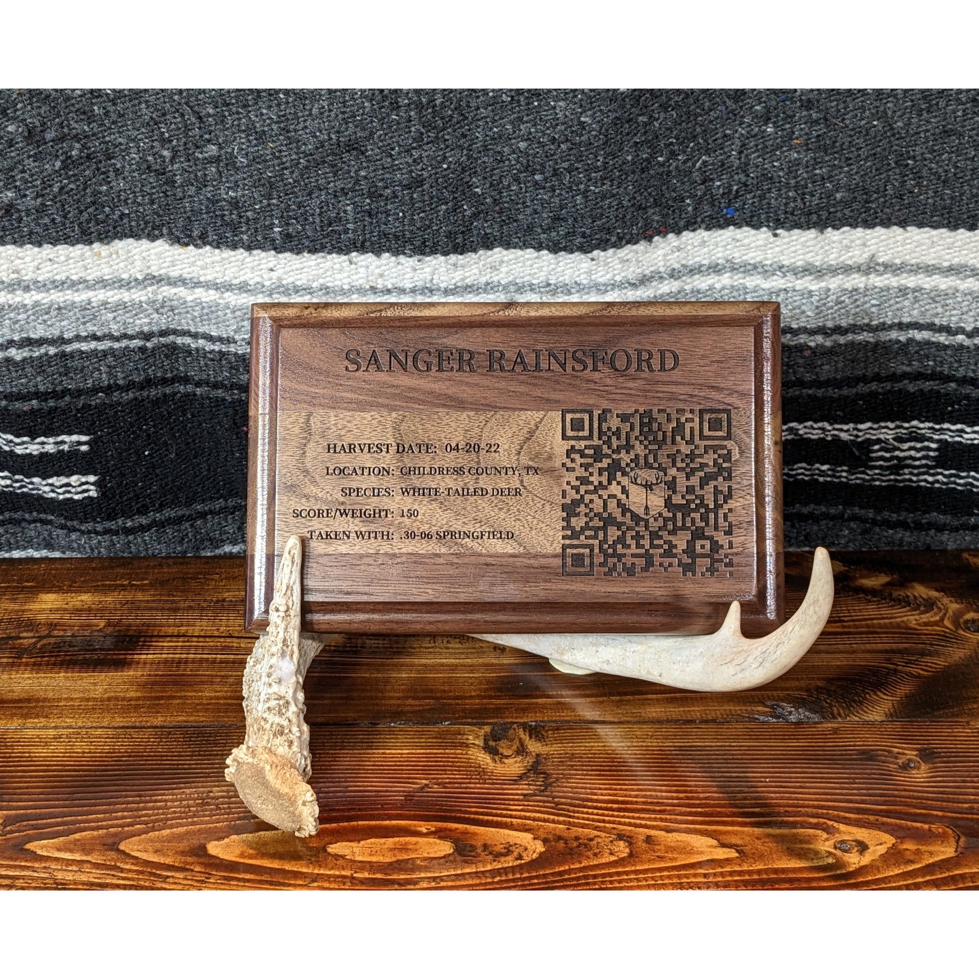 Black walnut TAGSidermy Trophy Tag Just do it for me Wall Plaque. A wall plaque that links you quickly to your photos and videos from your hunting and outdoor adventures. A QR code and NFC tag to link you to an online photo gallery album. We create an account to hold all of your photos and videos along with a natural wood wall plaque to pair with your taxidermy mount.